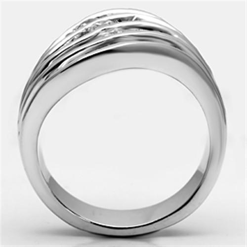 3W265 - Rhodium Brass Ring with AAA Grade CZ  in Clear-2