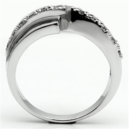 3W267 - Rhodium Brass Ring with AAA Grade CZ  in Clear-2