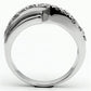 3W267 - Rhodium Brass Ring with AAA Grade CZ  in Clear-2