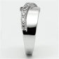 3W267 - Rhodium Brass Ring with AAA Grade CZ  in Clear-3