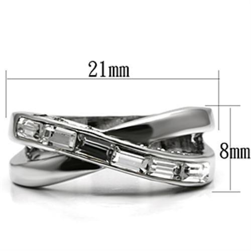 3W269 - Rhodium Brass Ring with Top Grade Crystal  in Clear-1