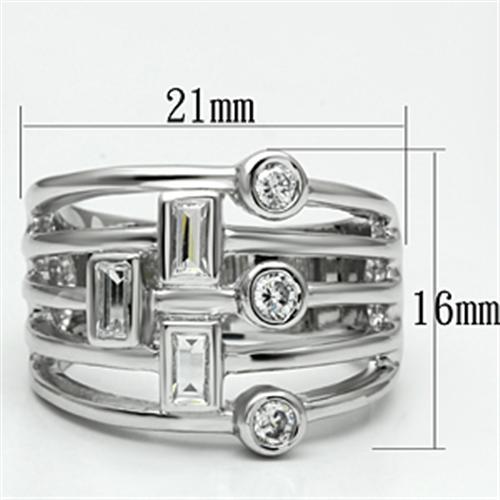 3W271 - Rhodium Brass Ring with AAA Grade CZ  in Clear-1