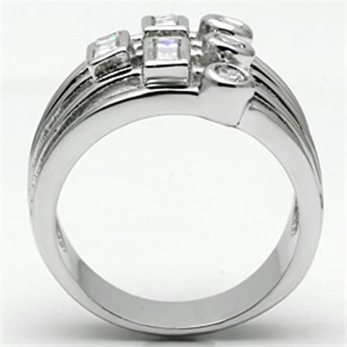 3W271 - Rhodium Brass Ring with AAA Grade CZ  in Clear-2