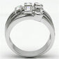 3W271 - Rhodium Brass Ring with AAA Grade CZ  in Clear-2