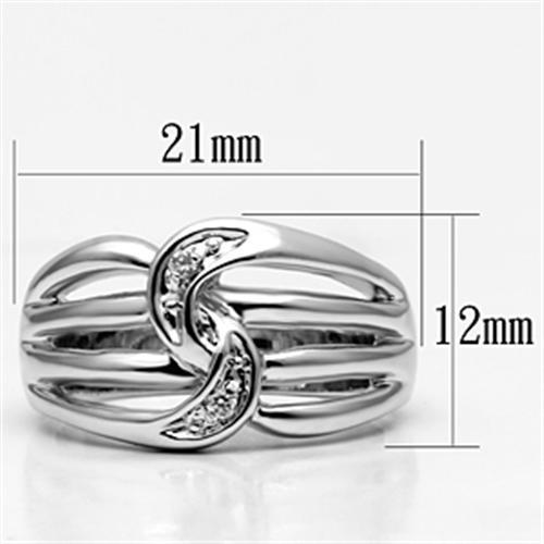 3W272 - Rhodium Brass Ring with AAA Grade CZ  in Clear-1