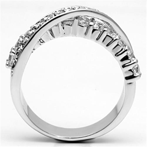 3W274 - Rhodium Brass Ring with AAA Grade CZ  in Clear-2