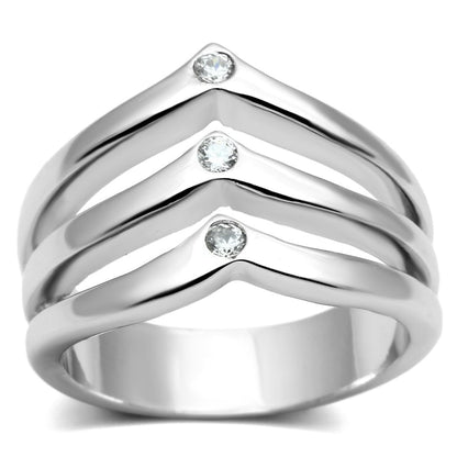 3W276 - Rhodium Brass Ring with AAA Grade CZ  in Clear-0
