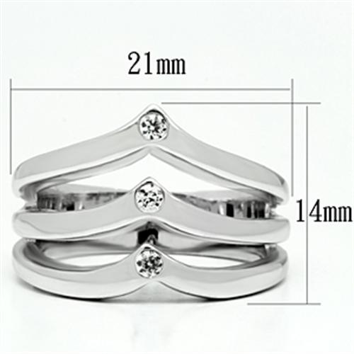3W276 - Rhodium Brass Ring with AAA Grade CZ  in Clear-1