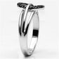 3W277 - Rhodium + Ruthenium Brass Ring with AAA Grade CZ  in Black Diamond-3