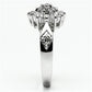 3W278 - Rhodium Brass Ring with AAA Grade CZ  in Clear-3