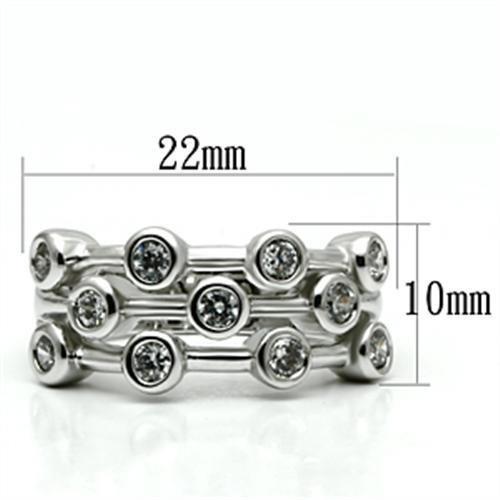 3W280 - Rhodium Brass Ring with AAA Grade CZ  in Clear-1