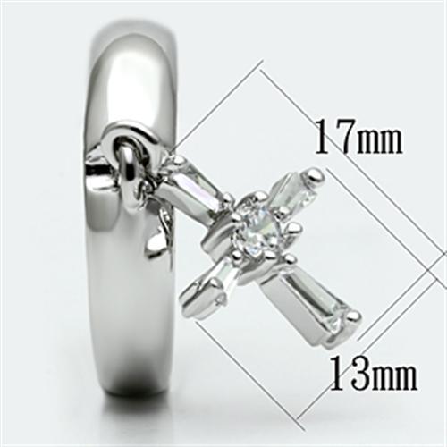 3W283 - Rhodium Brass Ring with AAA Grade CZ  in Clear-1