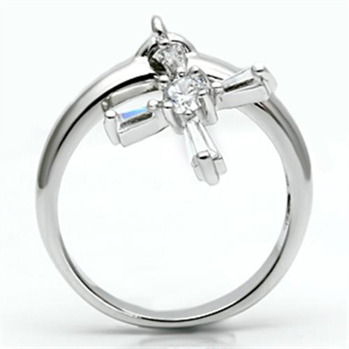 3W283 - Rhodium Brass Ring with AAA Grade CZ  in Clear-2