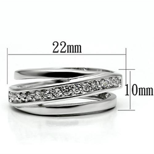 3W284 - Rhodium Brass Ring with AAA Grade CZ  in Clear-1