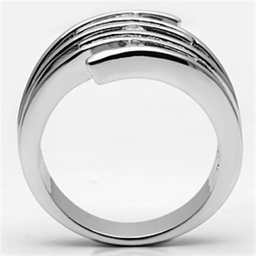 3W285 - Rhodium Brass Ring with AAA Grade CZ  in Clear-2