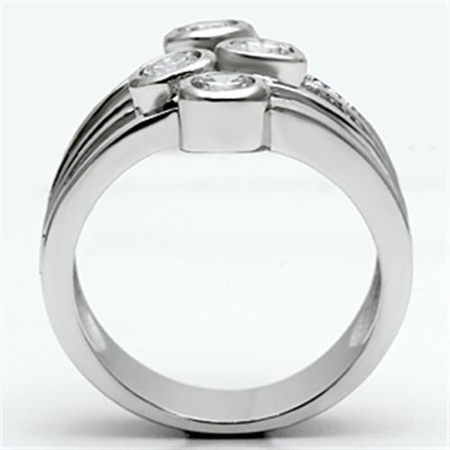 3W286 - Rhodium Brass Ring with AAA Grade CZ  in Clear-2
