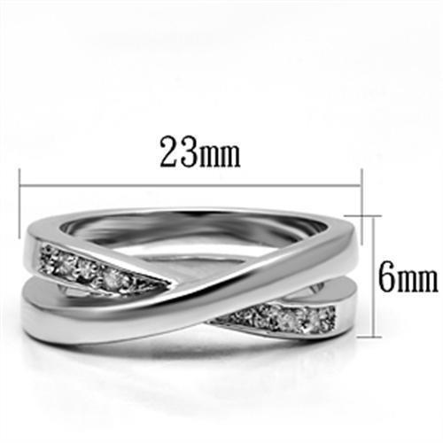 3W287 - Rhodium Brass Ring with AAA Grade CZ  in Clear-1