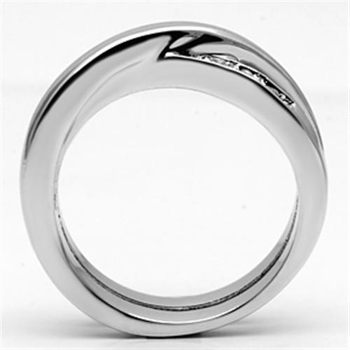3W287 - Rhodium Brass Ring with AAA Grade CZ  in Clear-2