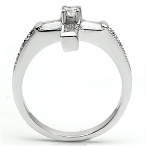 3W288 - Rhodium Brass Ring with AAA Grade CZ  in Clear-2