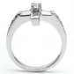 3W288 - Rhodium Brass Ring with AAA Grade CZ  in Clear-2