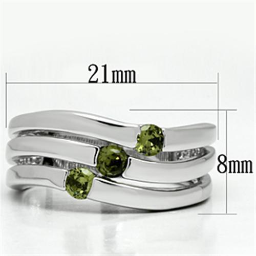 3W289 - Rhodium Brass Ring with AAA Grade CZ  in Olivine color-1