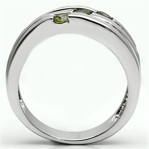 3W289 - Rhodium Brass Ring with AAA Grade CZ  in Olivine color-2