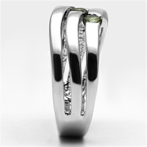 3W289 - Rhodium Brass Ring with AAA Grade CZ  in Olivine color-3