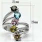 Lyra Cocktail Ring - Rhodium Brass, AAA CZ , Multi Color - 3W291-2