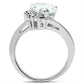 3W292 - Rhodium Brass Ring with AAA Grade CZ  in Clear-2