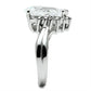 3W292 - Rhodium Brass Ring with AAA Grade CZ  in Clear-3