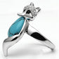 3W295 - Rhodium Brass Ring with Synthetic Turquoise in Sea Blue-3