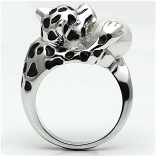 3W297 - Rhodium Brass Ring with Synthetic Pearl in White-2