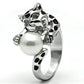 3W297 - Rhodium Brass Ring with Synthetic Pearl in White-4