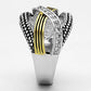 3W305 - Reverse Two-Tone Brass Ring with AAA Grade CZ  in Clear-3