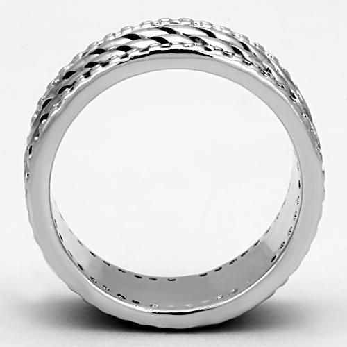 3W306 - Rhodium Brass Ring with AAA Grade CZ  in Clear-2