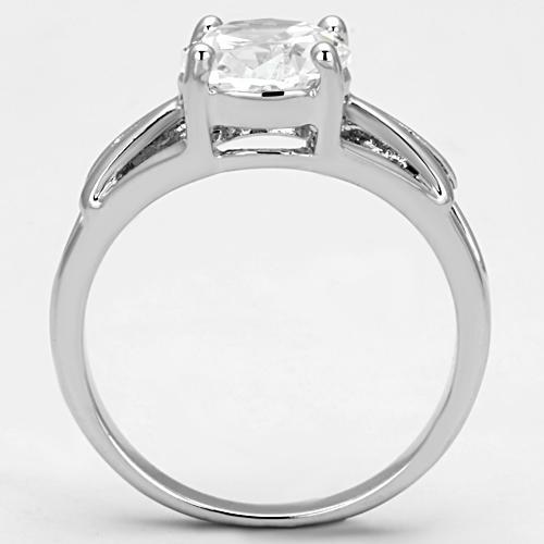 3W308 - Rhodium Brass Ring with AAA Grade CZ  in Clear-2
