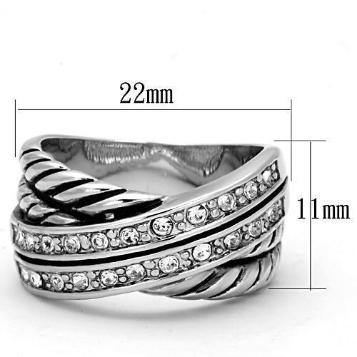 3W311 - Rhodium Brass Ring with Top Grade Crystal  in Clear-1
