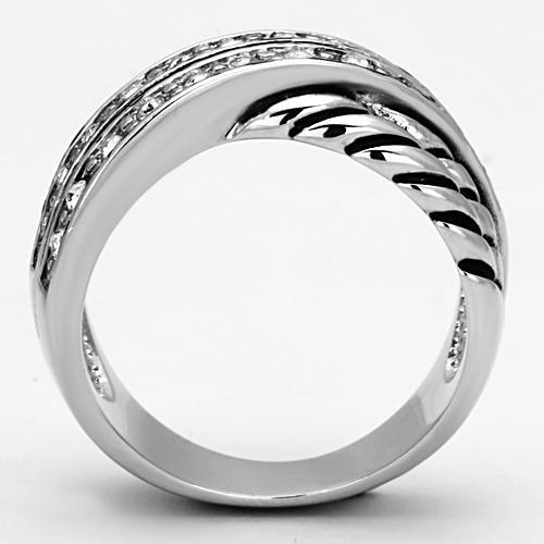 3W311 - Rhodium Brass Ring with Top Grade Crystal  in Clear-2