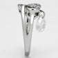 3W312 - Rhodium Brass Ring with AAA Grade CZ  in Clear-3