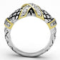 3W314 - Reverse Two-Tone Brass Ring with AAA Grade CZ  in Clear-2