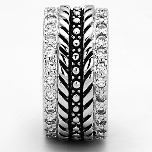 3w315 - Rhodium Brass Ring with AAA Grade CZ  in Clear-3