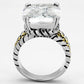 3w316 - Reverse Two-Tone Brass Ring with AAA Grade CZ  in Clear-2