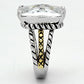 3w316 - Reverse Two-Tone Brass Ring with AAA Grade CZ  in Clear-3