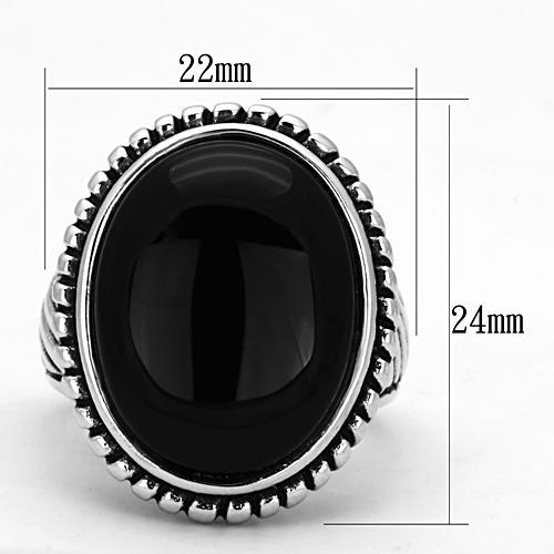 3w318 - Rhodium Brass Ring with Semi-Precious Onyx in Jet-1