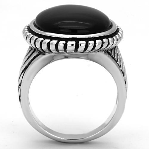 3w318 - Rhodium Brass Ring with Semi-Precious Onyx in Jet-2