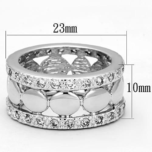 3w319 - Rhodium Brass Ring with AAA Grade CZ  in Clear-1