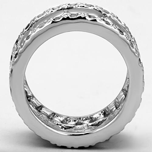 3w319 - Rhodium Brass Ring with AAA Grade CZ  in Clear-2