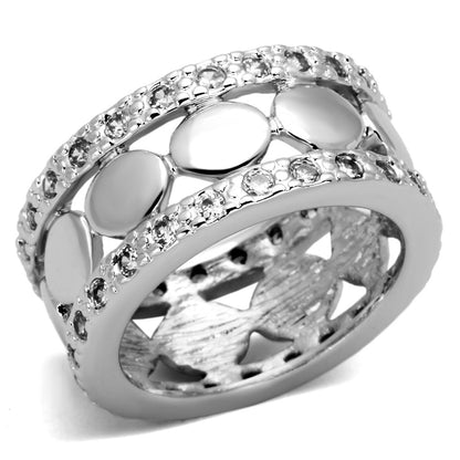 3w319 - Rhodium Brass Ring with AAA Grade CZ  in Clear-0