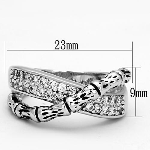 3W320 - Rhodium Brass Ring with AAA Grade CZ  in Clear-1