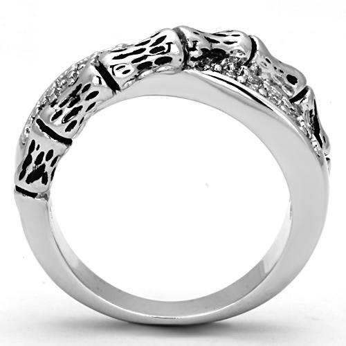 3W320 - Rhodium Brass Ring with AAA Grade CZ  in Clear-2